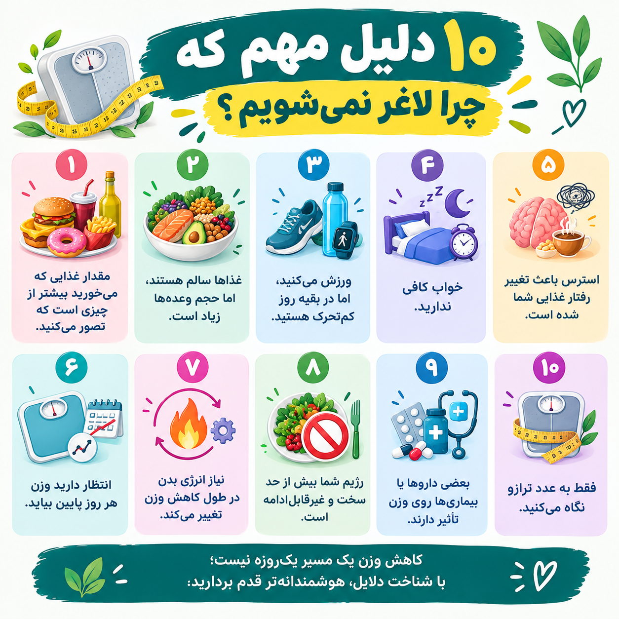10 دلیل مهم که چرا لاغر نمیشویم
