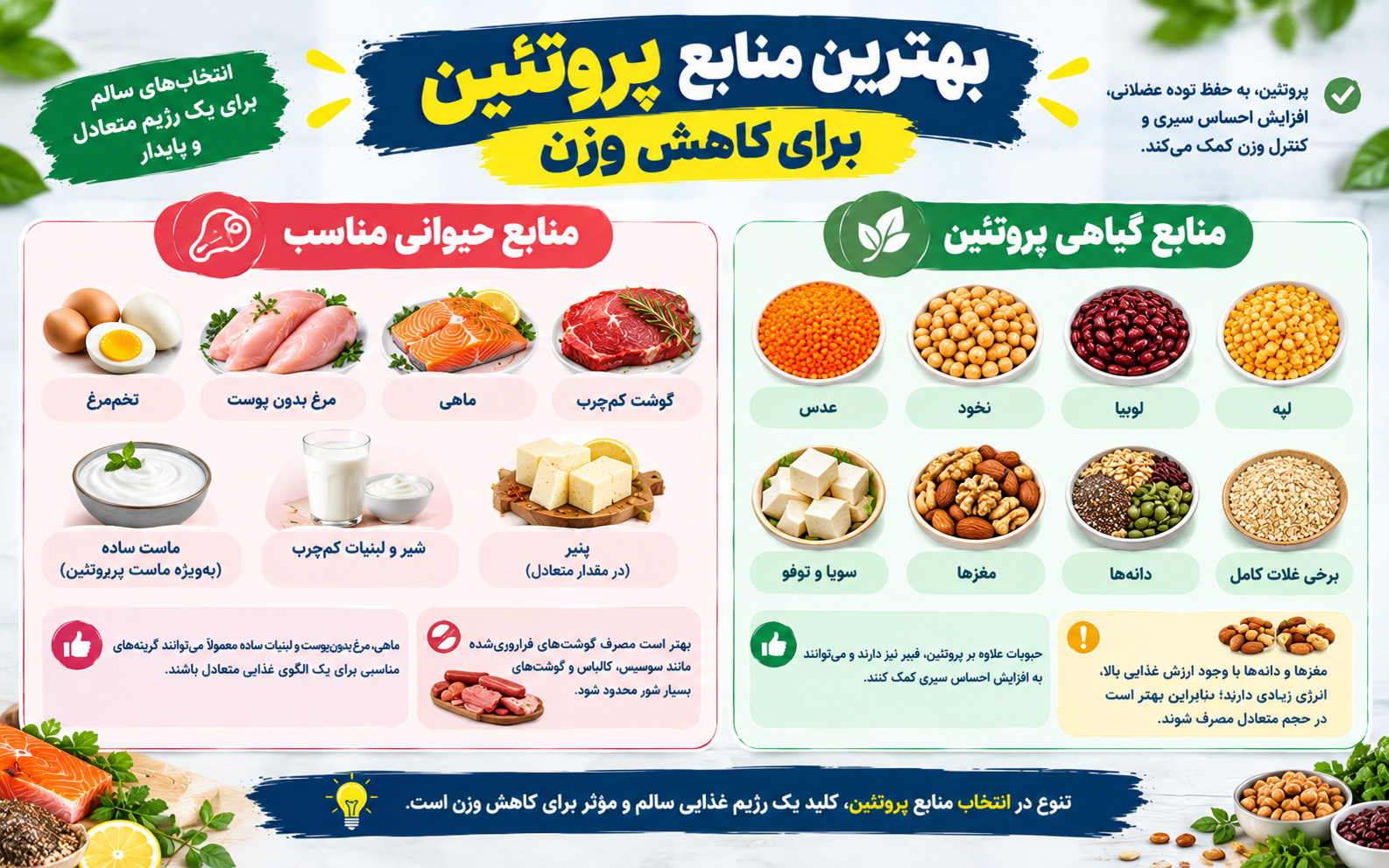 بهترین منابع پروتئین برای کاهش وزن