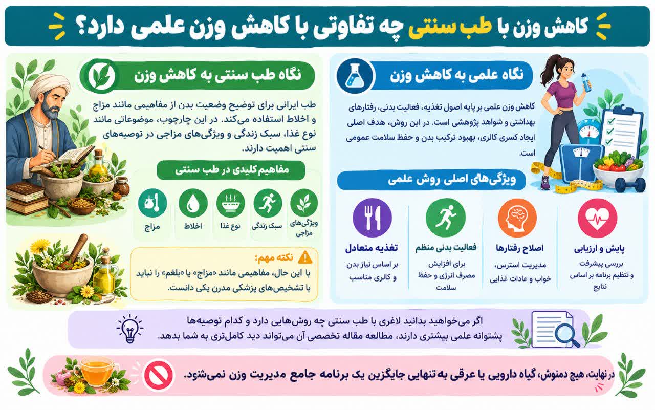 کاهش وزن با طب سنتی چه تفاوتی با کاهش وزن علمی دارد؟